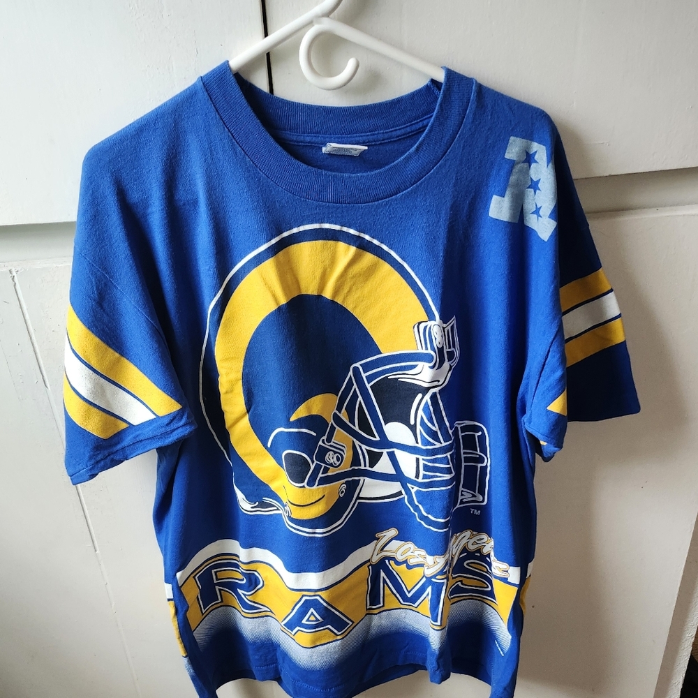 1985 NFL LA RAMS Vintage Bold Gold Royal Tshirt By SALEM